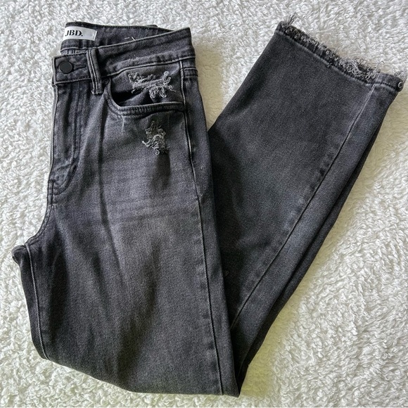 JBD Black Denim High Waisted Distressed Jeans Size 24 - Picture 1 of 5